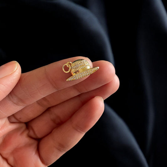 BTF25 - Zircon Multi Stone Cap 18k Gold Plated Brass Pendant (Anti Tarnish) (1pc) - ClartStudios - Polymer clay Jewellery