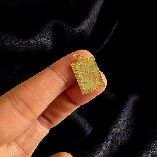 BTF28 - Classic Sun Rays 18k Gold Plated Brass Pendant (Anti Tarnish) - ClartStudios - Polymer clay Jewellery