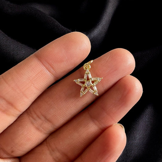 BTF26 - Zircon Multi Stone Star  18k Gold Plated Brass Pendant (Anti Tarnish) (1pc) - ClartStudios - Polymer clay Jewellery