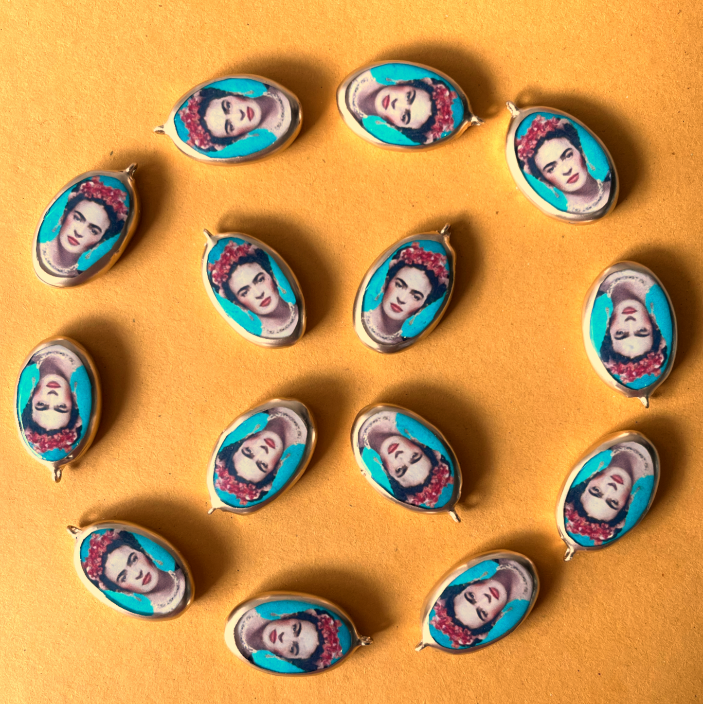 PC17 - Frida Kahlo - Cold Porcelain Charms Pendant (Without Chain) - ClartStudios - Polymer clay Jewellery