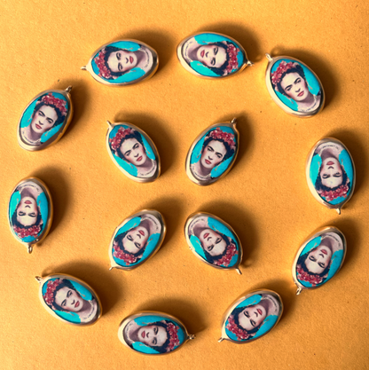 PC17 - Frida Kahlo - Cold Porcelain Charms Pendant (Without Chain) - ClartStudios - Polymer clay Jewellery