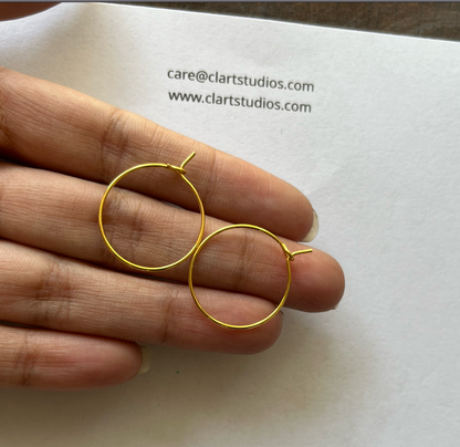 SS59 -  Pack of 10 - Stainless Steel Golden Classic Hoops - ClartStudios - Polymer clay Jewellery