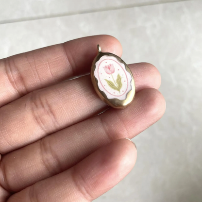 PO8- Classic Beautiful Flower Cold Porcelain Charms Pendant (Dispatch in 7-9 Days) - ClartStudios - Polymer clay Jewellery