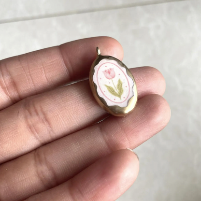 PO8- Classic Beautiful Flower Cold Porcelain Charms Pendant (Dispatch in 7-9 Days) - ClartStudios - Polymer clay Jewellery