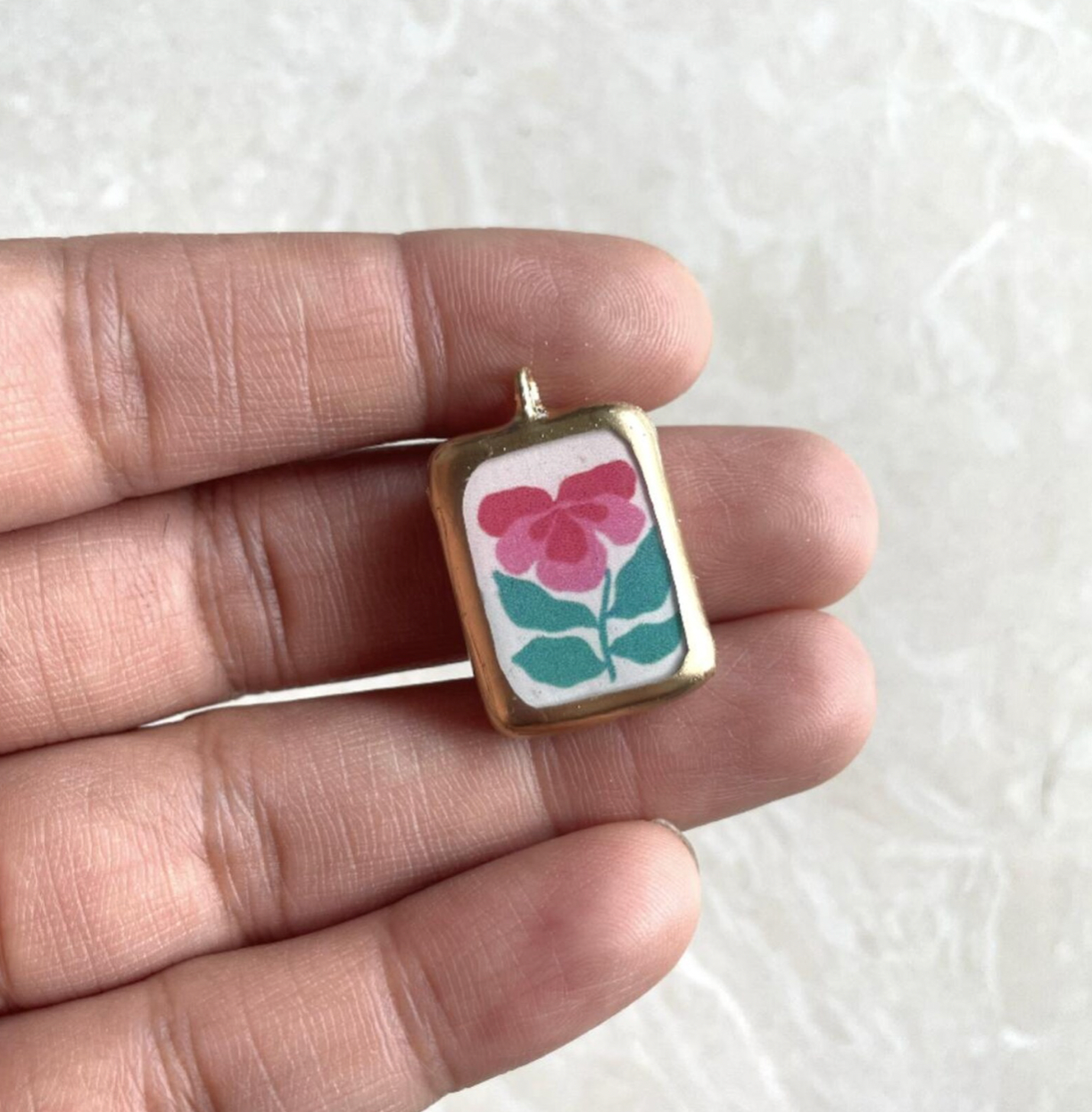 PO18 - Abstract Flower - Cold Porcelain Charms Pendant (Dispatch in 7-9 Days) - ClartStudios - Polymer clay Jewellery