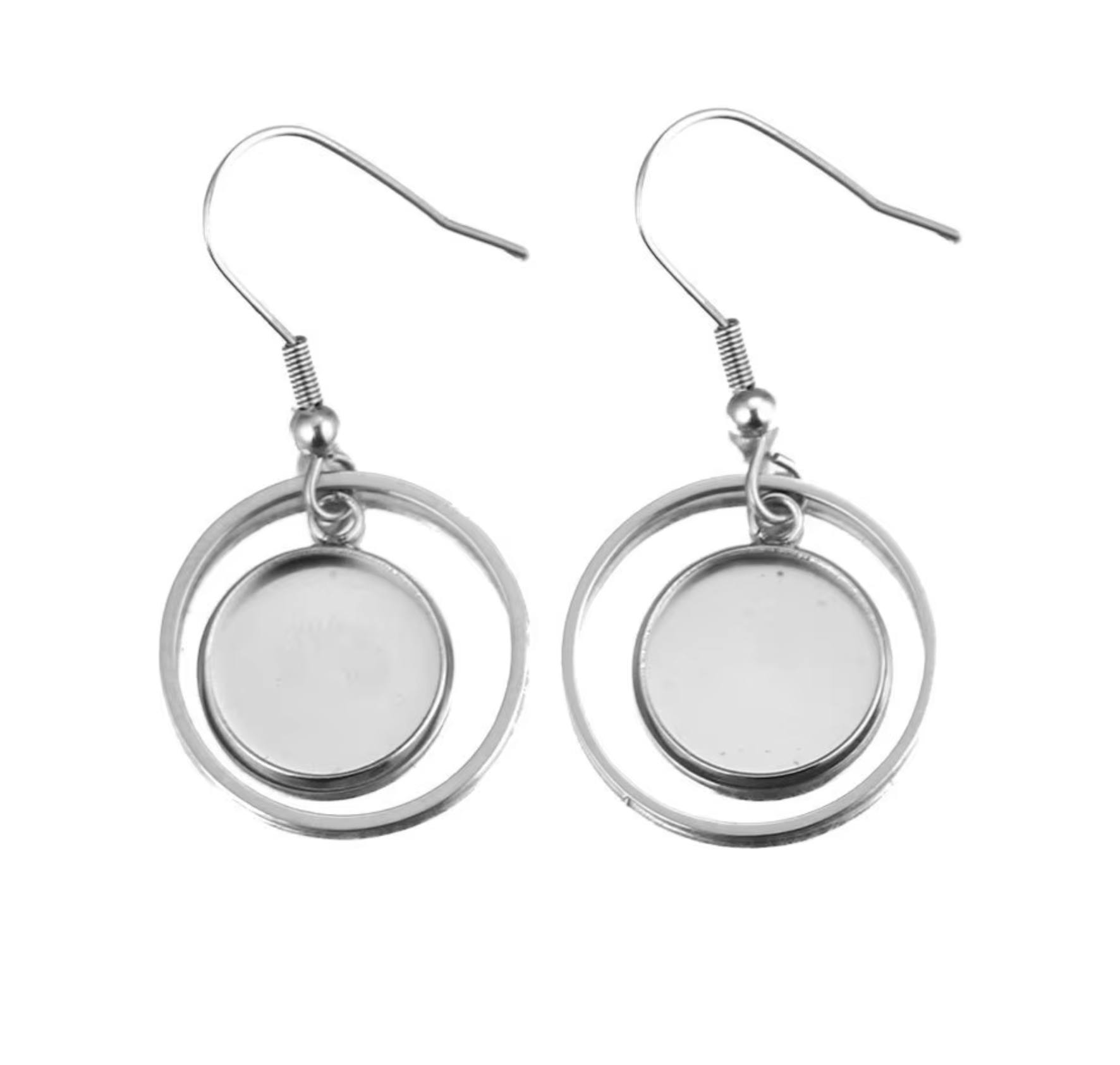 DY03 - (Pack of 2 pair) Circle Anti Tarnish Stainless Steel Earring Base ( Silver) - ClartStudios - Polymer clay Jewellery