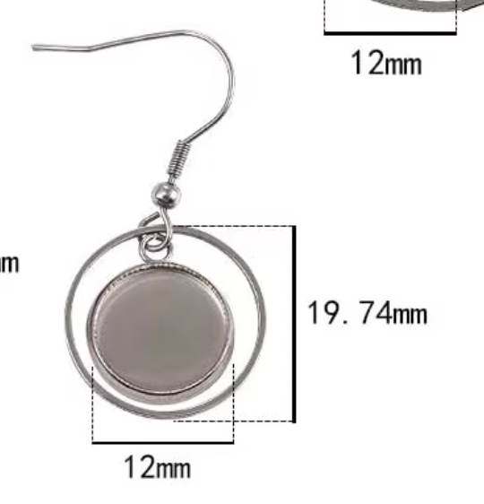 DY03 - (Pack of 2 pair) Circle Anti Tarnish Stainless Steel Earring Base ( Silver) - ClartStudios - Polymer clay Jewellery