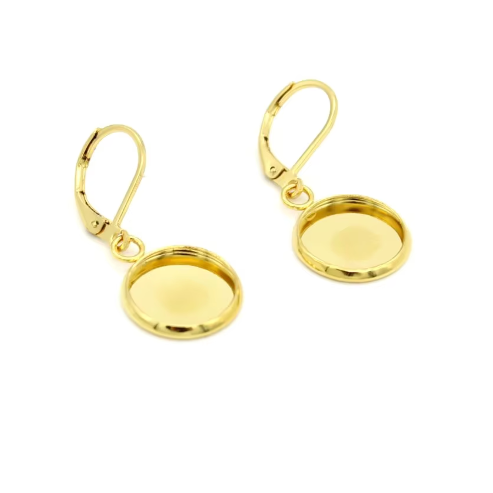 DY07 - (Pack of 2 pair) Circle Anti Tarnish Stainless Steel Earring Base (Gold Plated) - ClartStudios - Polymer clay Jewellery