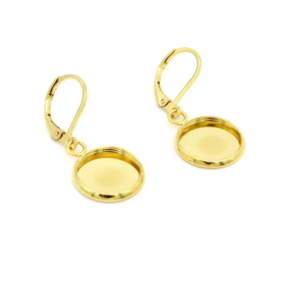 DY07 - (Pack of 2 pair) Circle Anti Tarnish Stainless Steel Earring Base (Gold Plated) - ClartStudios - Polymer clay Jewellery