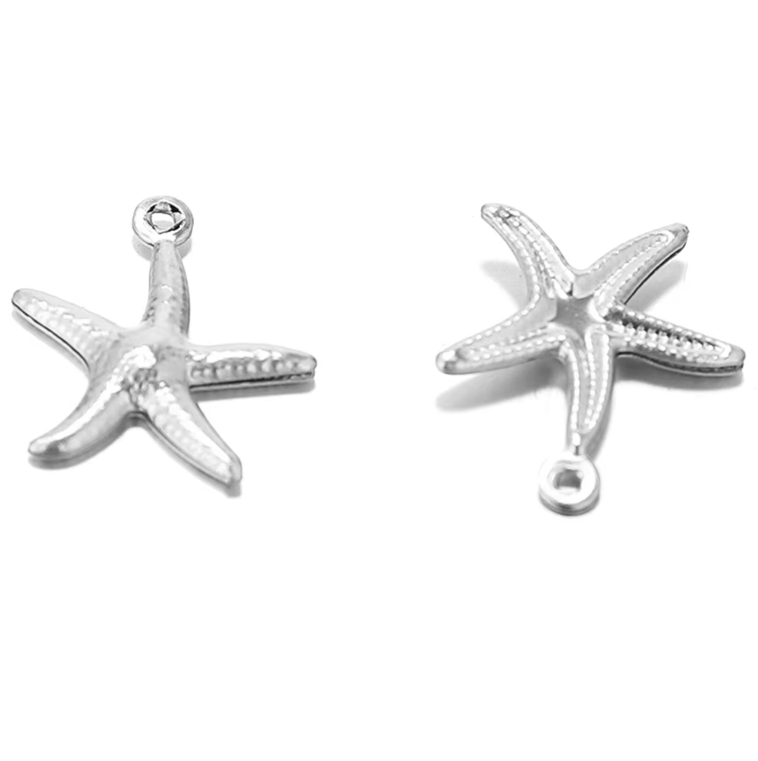 STF06 - (2pc Pack)Stainless Steel Beach Theme Star Fish & Shell Pendant Charms (Anti Tarnish) - ClartStudios - Polymer clay Jewellery