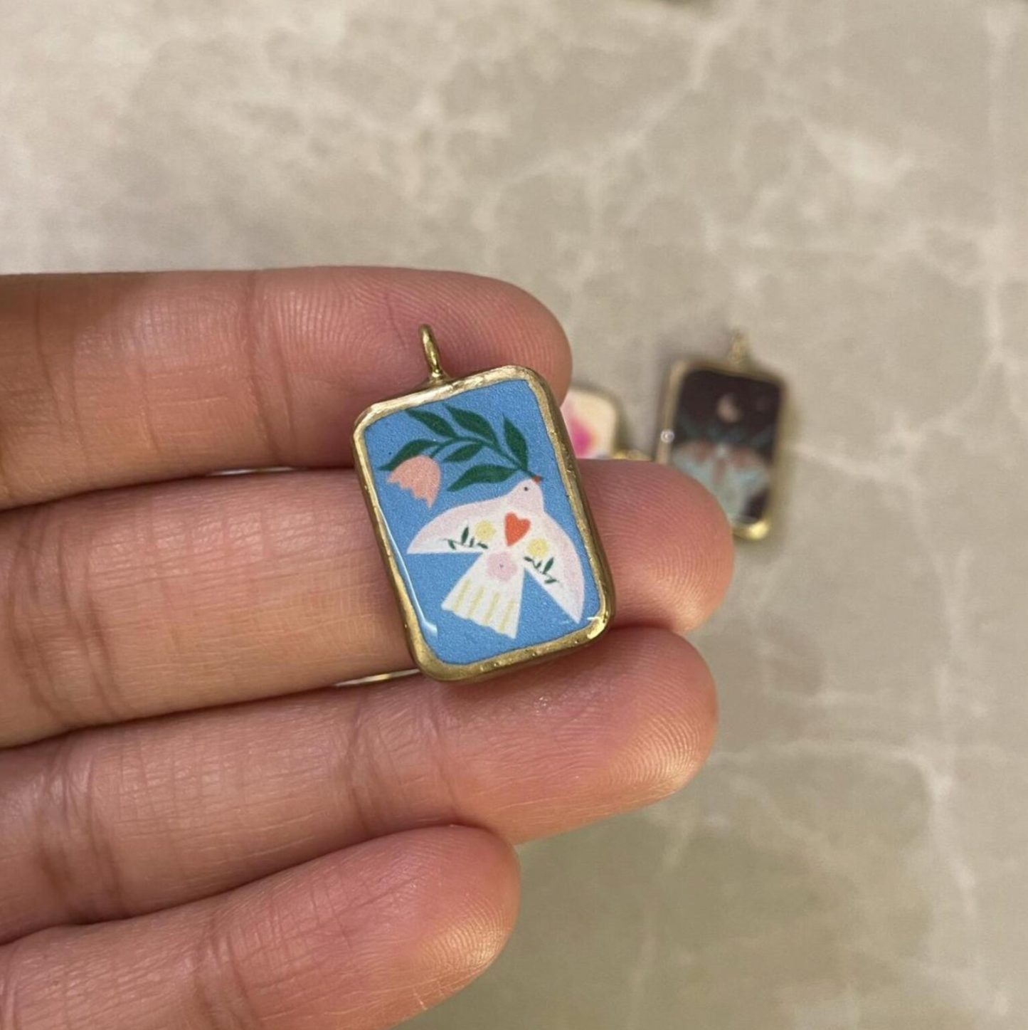 Pack of 5 - Creatures Basic Rectangle Shape Designs - Resin Base Earring Charms Pendant (RU45 - RU52)(4-5 day Dispatch) - ClartStudios - Polymer clay Jewellery