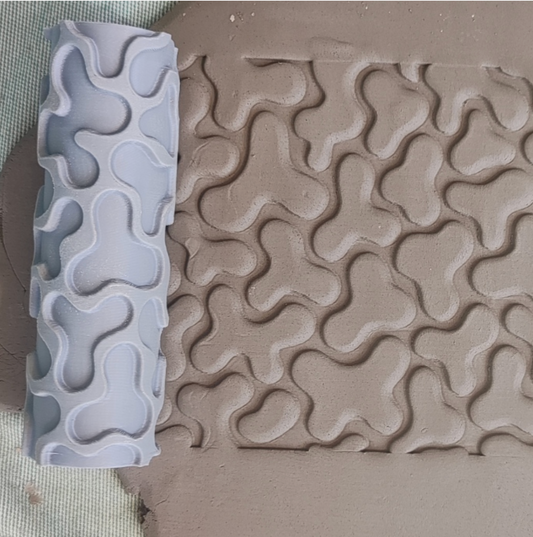CC23 - Puzzle Flow texture Roller - Specially made for Pottery and Ceramics - ClartStudios - Polymer clay Jewellery