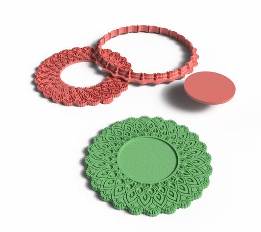 C02 - Mandala Mirror Frame Clay Cutter & Stamp Set  for Clay, Pottery and Bakery - ClartStudios - Polymer clay Jewellery