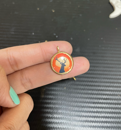 SPT-02 - Small Circle Vintage Pendants - Cold Porcelain Charms Pendant (Dispatch Time 4-5 days)