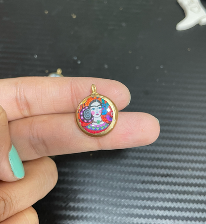 SPT-02 - Small Circle Vintage Pendants - Cold Porcelain Charms Pendant (Dispatch Time 4-5 days)