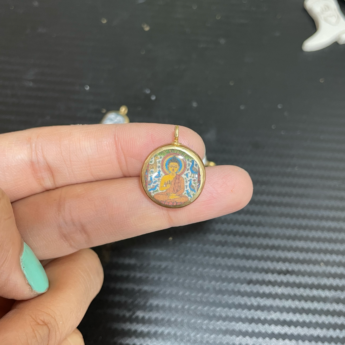 SPT-02 - Small Circle Vintage Pendants - Cold Porcelain Charms Pendant (Dispatch Time 4-5 days)