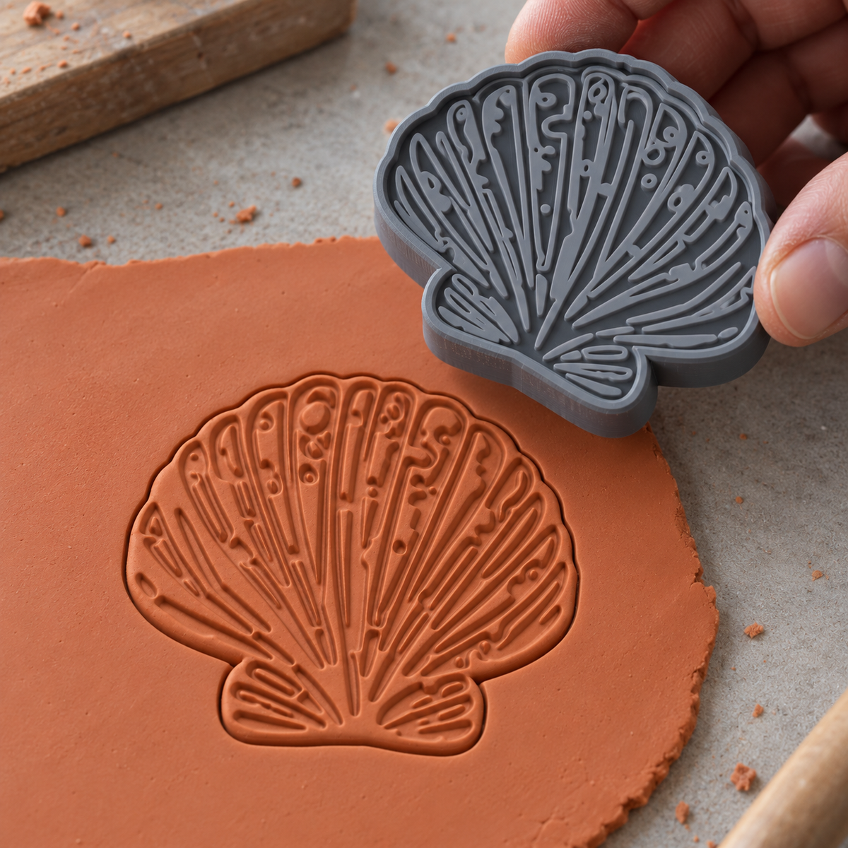 Textured Scallop Shell Polymer Clay Cutter | 028 - ClartStudios - Polymer clay Jewellery
