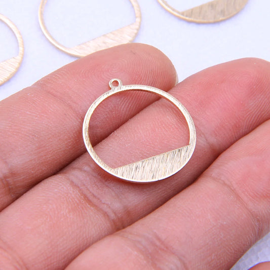 Brass Semi Filled Circle Charm - ClartStudios - Polymer clay Jewellery
