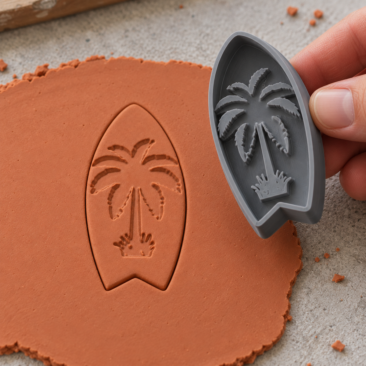 Palm Tree Surfboard Polymer Clay Cutter | 034 - ClartStudios - Polymer clay Jewellery