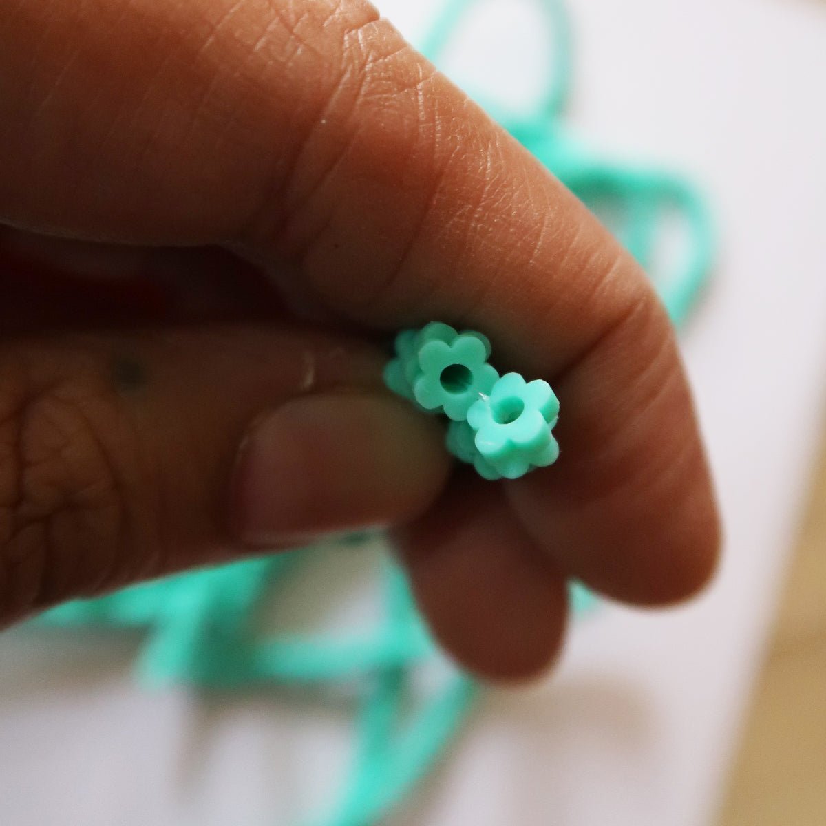 Teal - 1X6mm Flower Polymer Clay Beads - ClartStudios - Polymer clay Jewellery