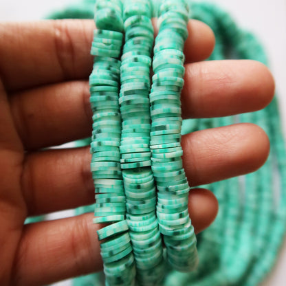 Teal Pattern - 1X8mm Disc Polymer Clay Beads - ClartStudios - Polymer clay Jewellery
