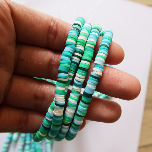 Teal Mix -  1X5mm Disc Polymer Clay Beads - ClartStudios - Polymer clay Jewellery