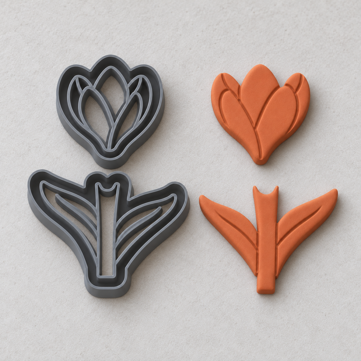 Two-Piece Tulip Earring Polymer Clay Cutter Set | 125 - ClartStudios - Polymer clay Jewellery