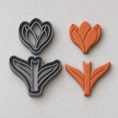Two-Piece Tulip Earring Polymer Clay Cutter Set | 125 - ClartStudios - Polymer clay Jewellery