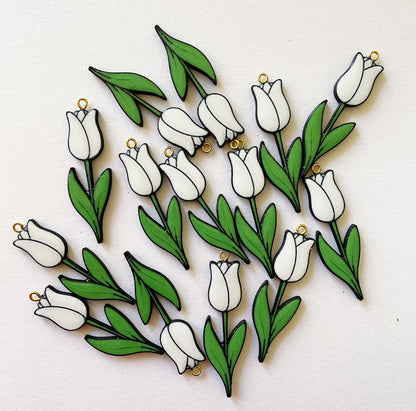 White Tulip - ClartStudios - Polymer clay Jewellery