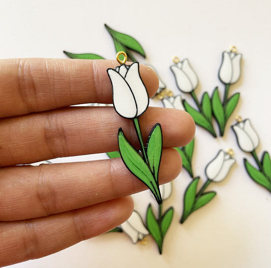 White Tulip - ClartStudios - Polymer clay Jewellery