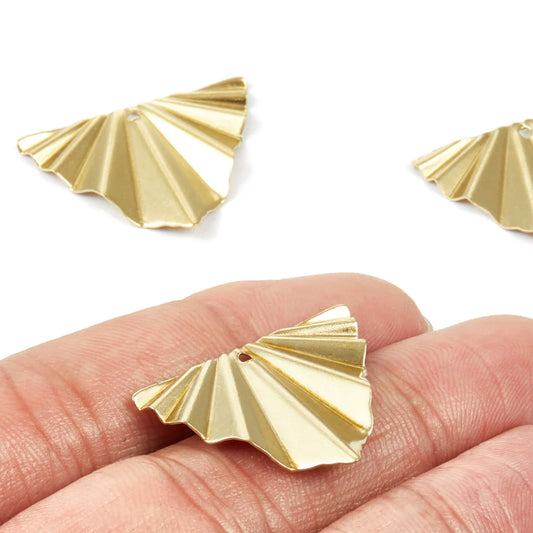 Brass Wavy Triangle Charms - ClartStudios - Polymer clay Jewellery
