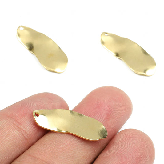 Brass Wavy Charms 1 - ClartStudios - Polymer clay Jewellery