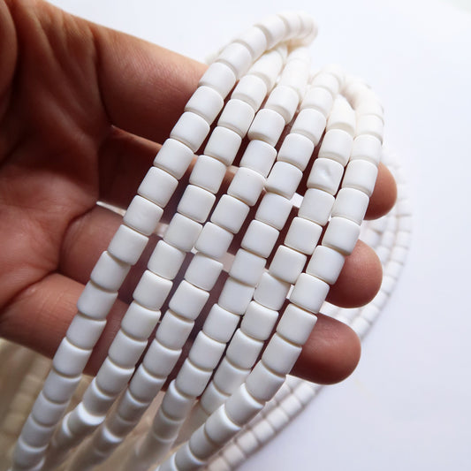 White - 6mm Bucket Polymer Clay Beads - ClartStudios - Polymer clay Jewellery