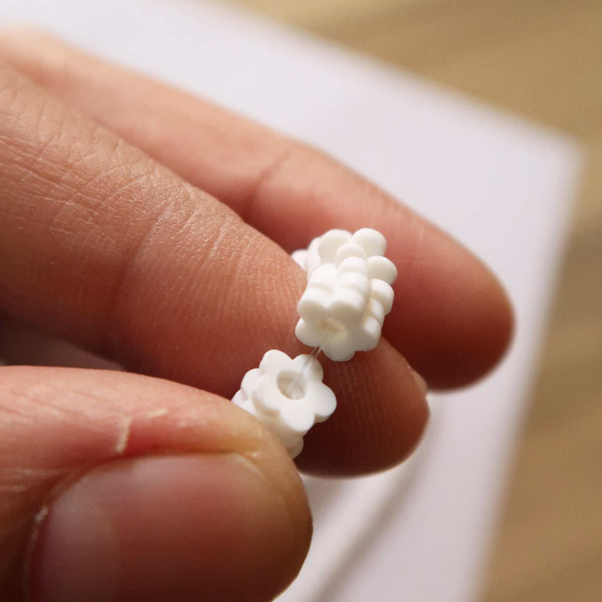 White - 1X6mm Flower Polymer Clay Beads - ClartStudios - Polymer clay Jewellery