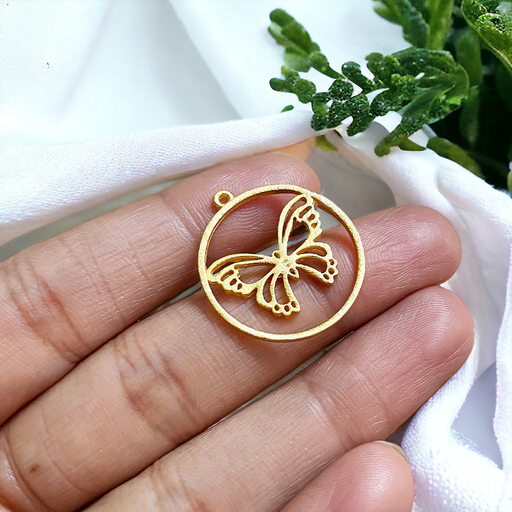 18k Real Gold Plated Brass Butterfly Charm - ClartStudios - Polymer clay Jewellery