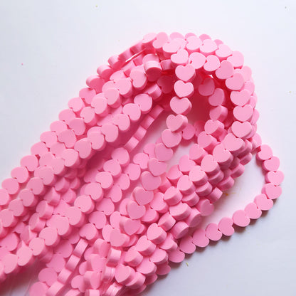 Candy Pink - 10mm Heart Polymer Clay Beads - ClartStudios - Polymer clay Jewellery