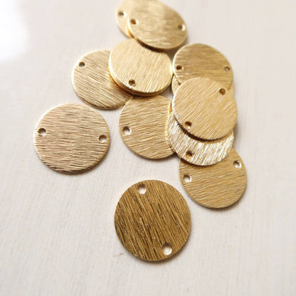 Brass Texture Circle Charm - ClartStudios - Polymer clay Jewellery
