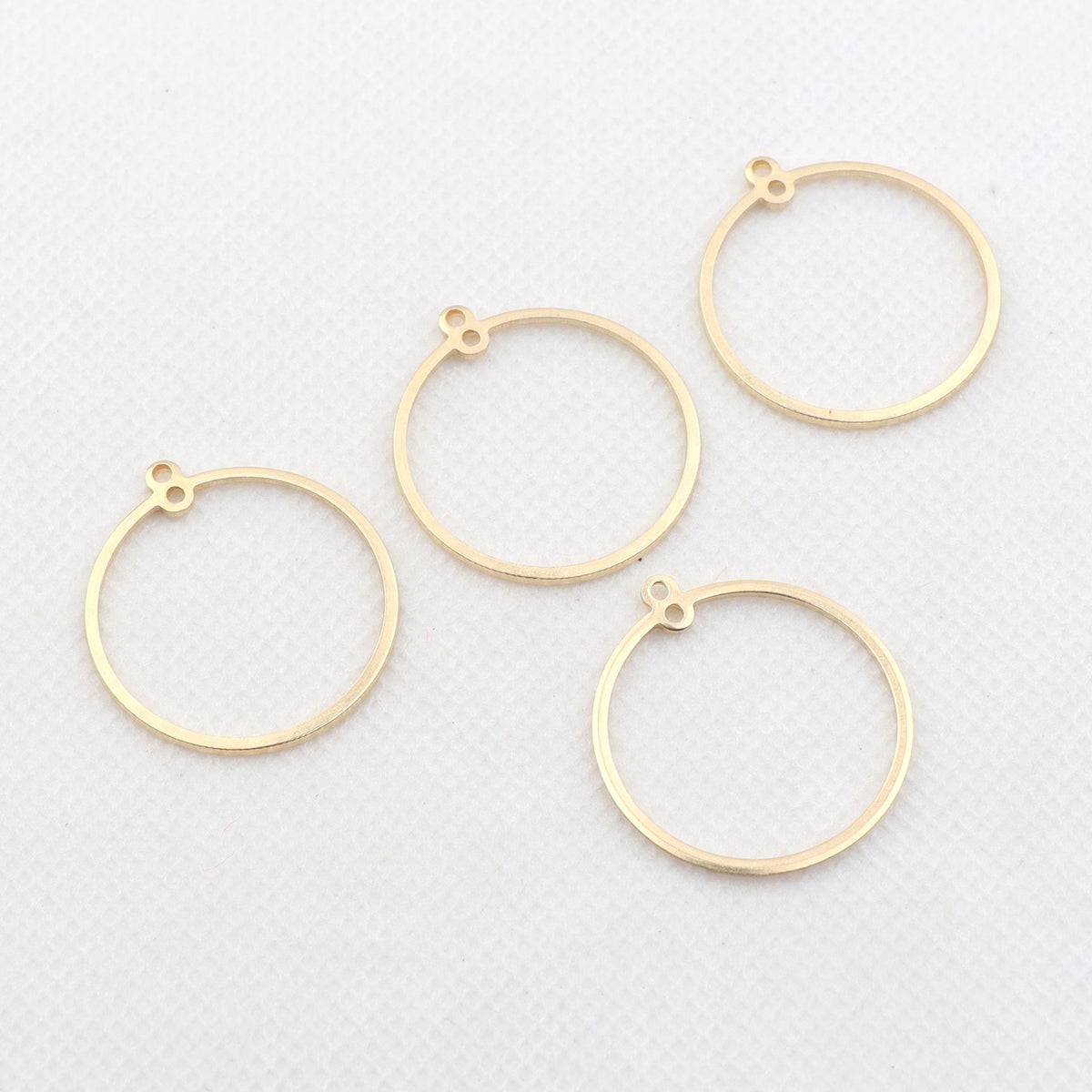 Circle Brass Bezel Dangle Charms - ClartStudios - Polymer clay Jewellery