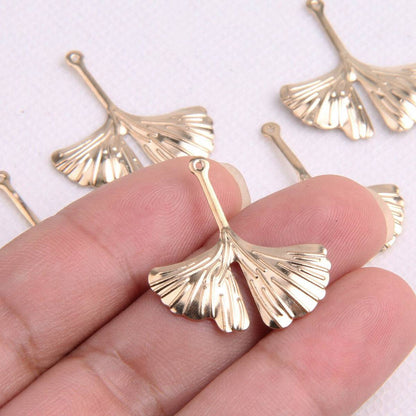 Feather Leaf Brass Charm - ClartStudios - Polymer clay Jewellery