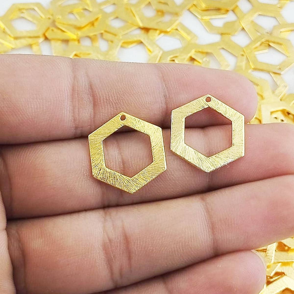 Hexagon Brass Bezel Charm - ClartStudios - Polymer clay Jewellery