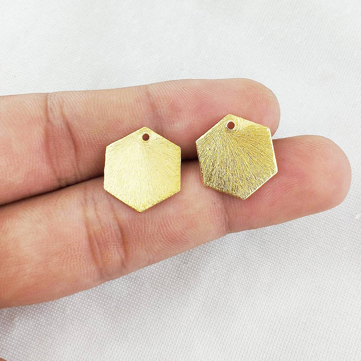 Hexagon Brass Charm - ClartStudios - Polymer clay Jewellery