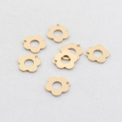 Mini Flower Brass Charm - ClartStudios - Polymer clay Jewellery