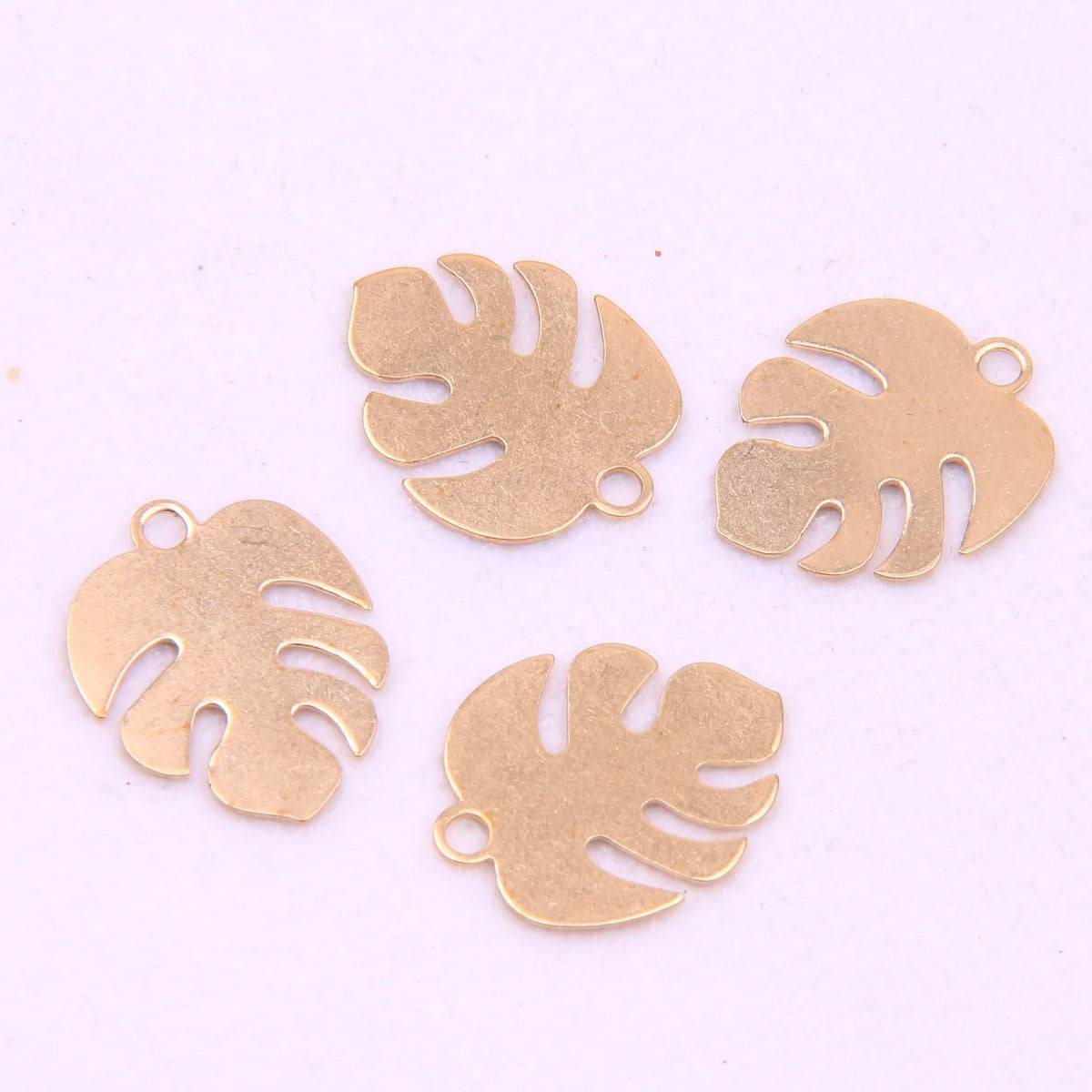 Simple Leaf Brass Charm - ClartStudios - Polymer clay Jewellery