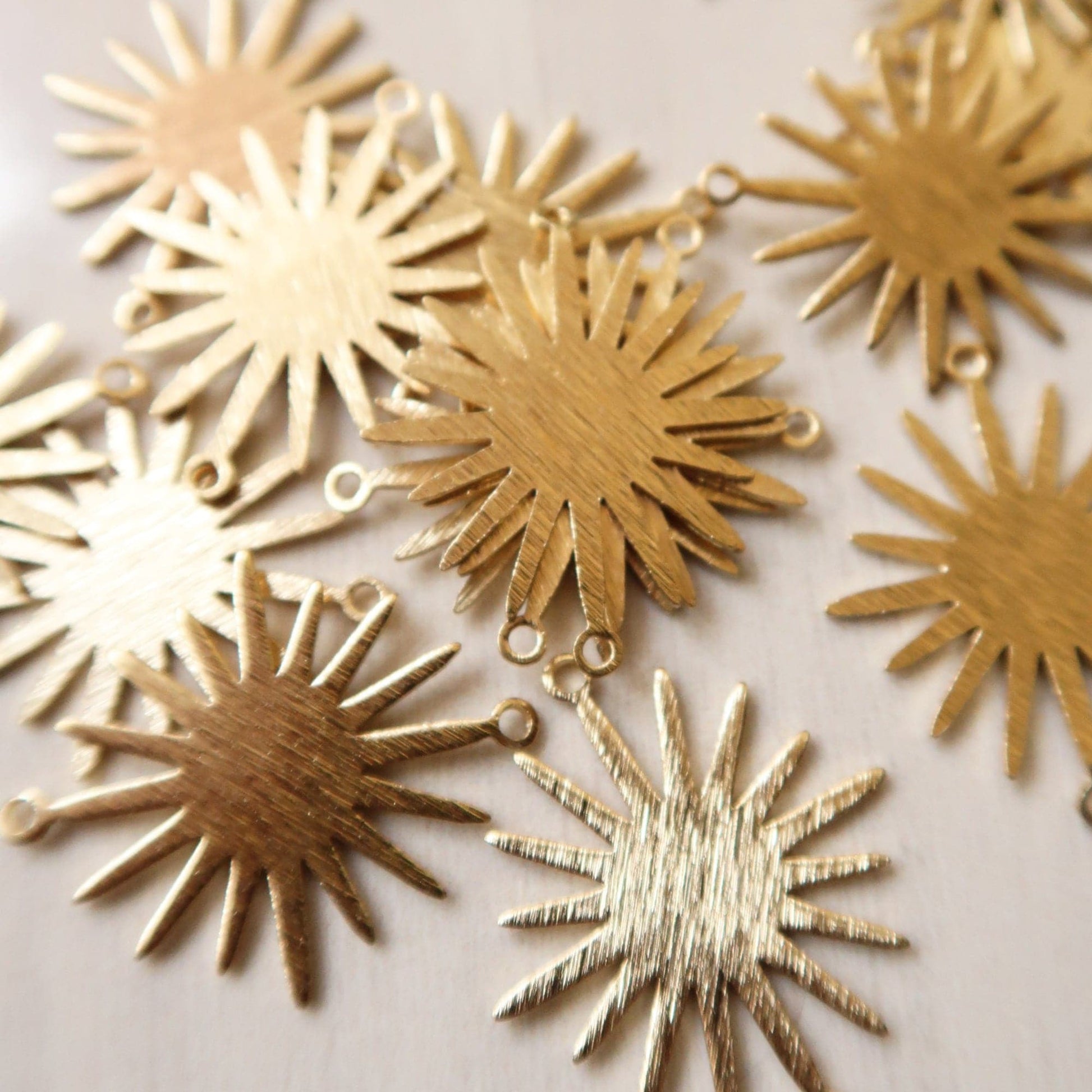 Textured Brass Sun Shaped Charm - ClartStudios - Polymer clay Jewellery