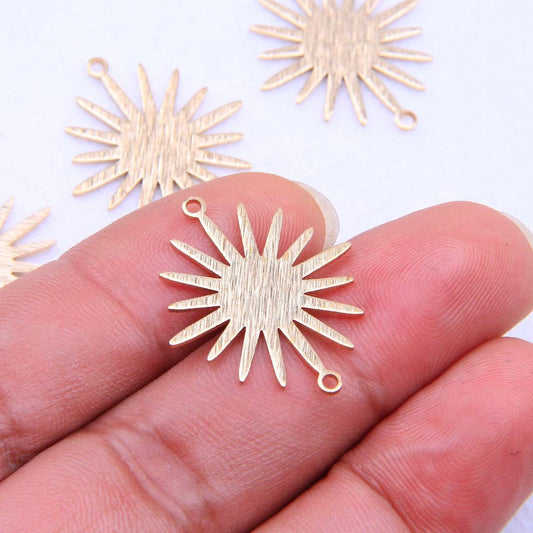 Textured Brass Sun Shaped Charm - ClartStudios - Polymer clay Jewellery