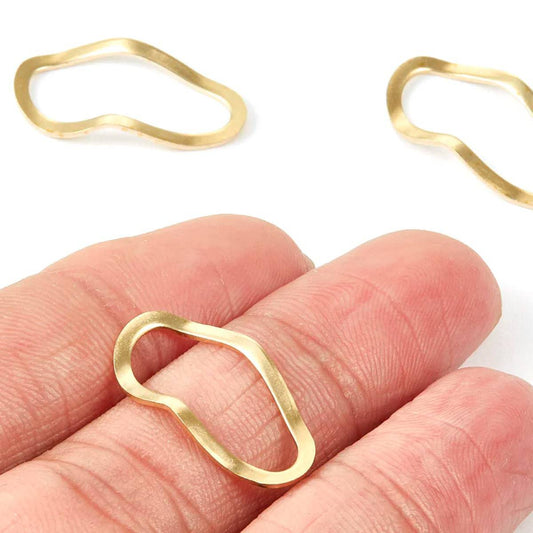 Wavy oval Shaped Brass Charm - ClartStudios - Polymer clay Jewellery