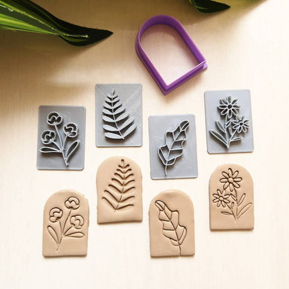 Botanical Stamps Combo (Complimentary Cutter + 4 Stamps) - ClartStudios - Polymer clay Jewellery