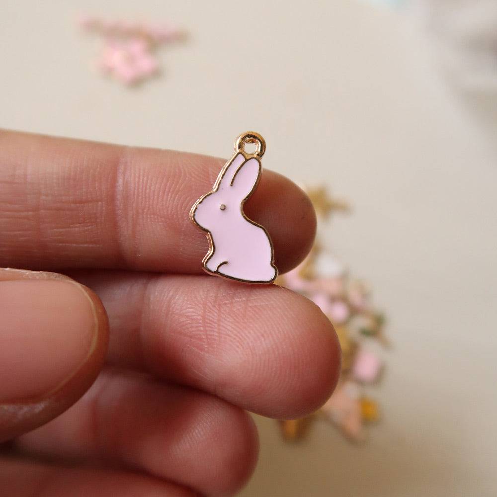 Bunny Pink Enamel Charm - ClartStudios - Polymer clay Jewellery