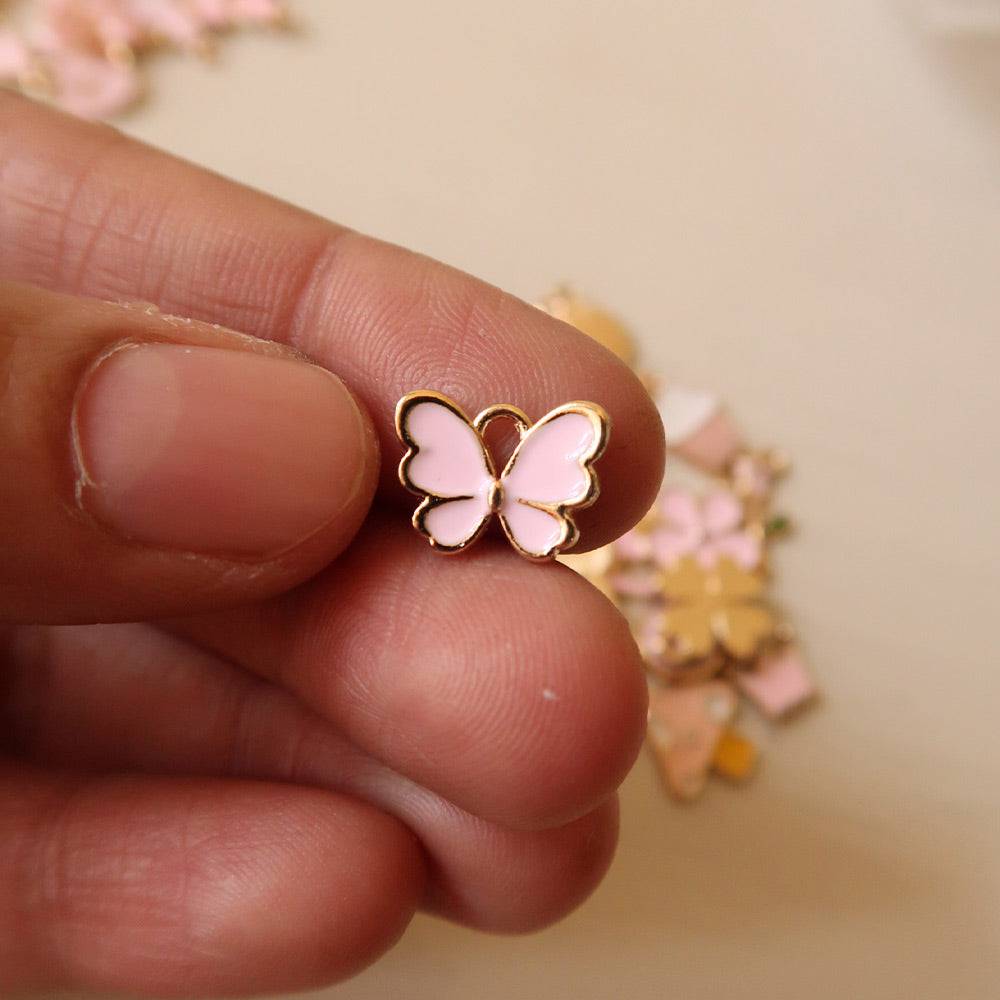 Butterfly Pink Enamel Charm - ClartStudios - Polymer clay Jewellery