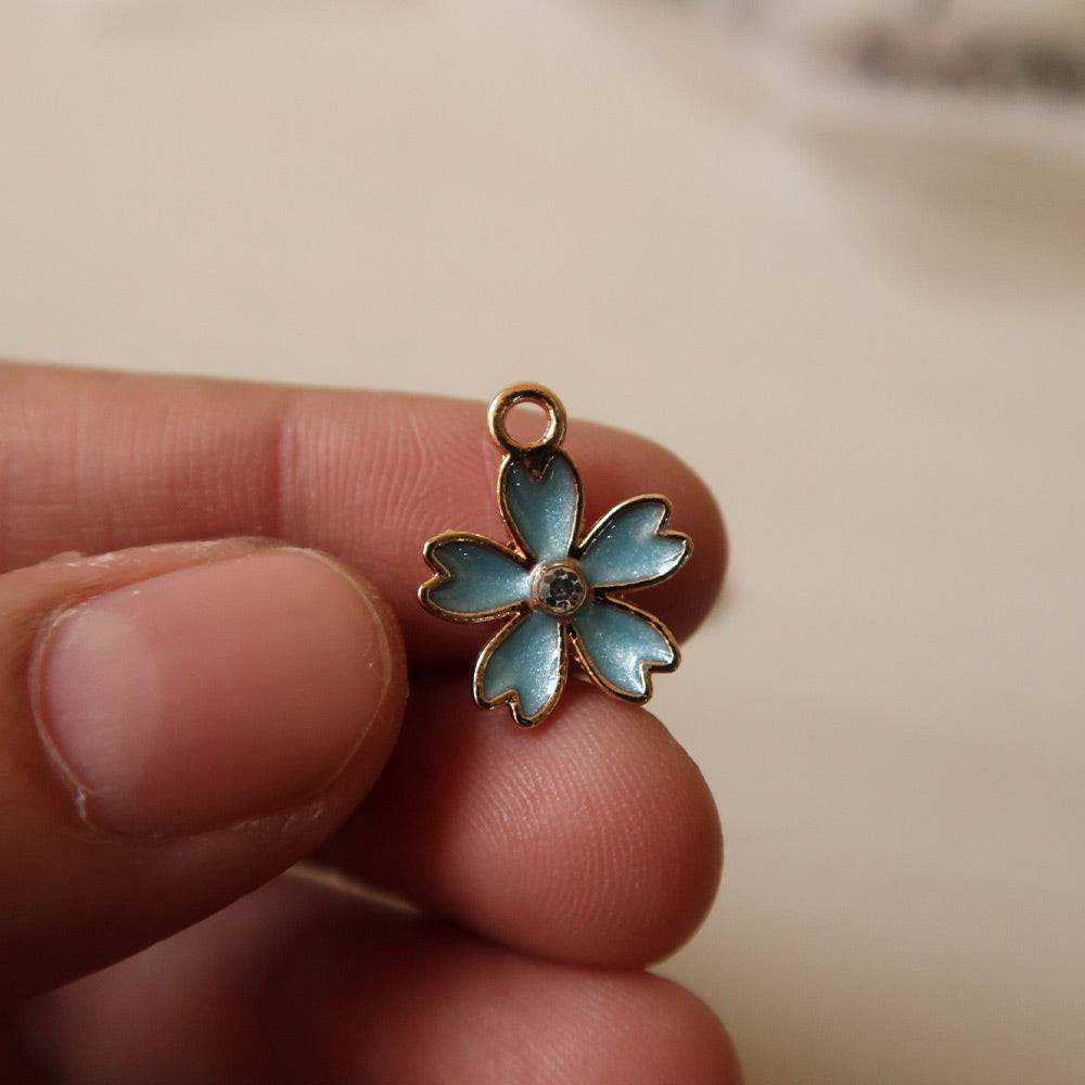 Flower Blue Enamel Charm - 2 - ClartStudios - Polymer clay Jewellery